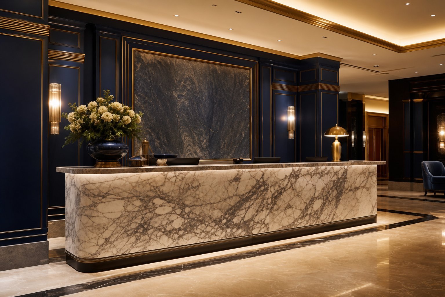 Hotel lobby reception desk